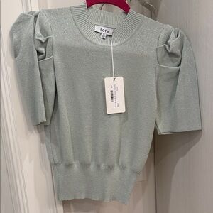 Fate Women's Shimmering Mint Puff Sleeve Blouse